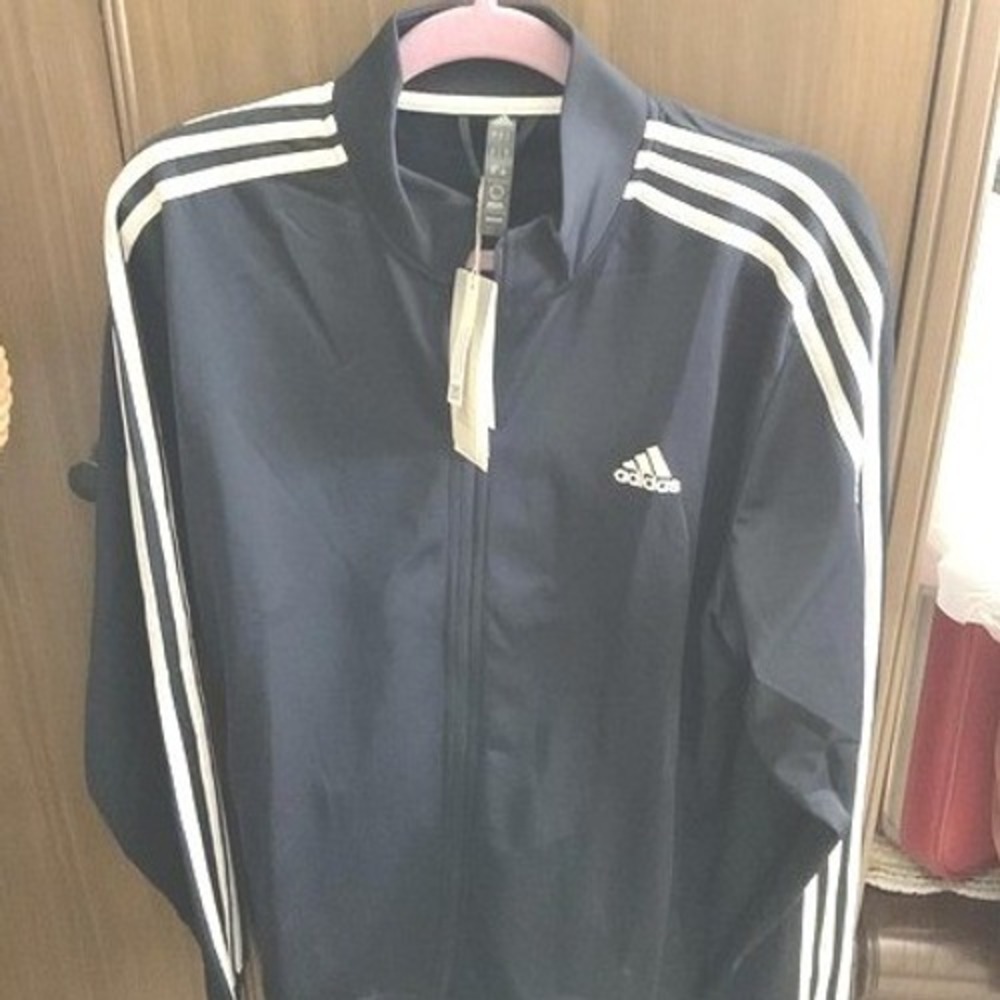 NWT Adidas Men's Essentials 3-Stripe Track Jacket Navy Blue large